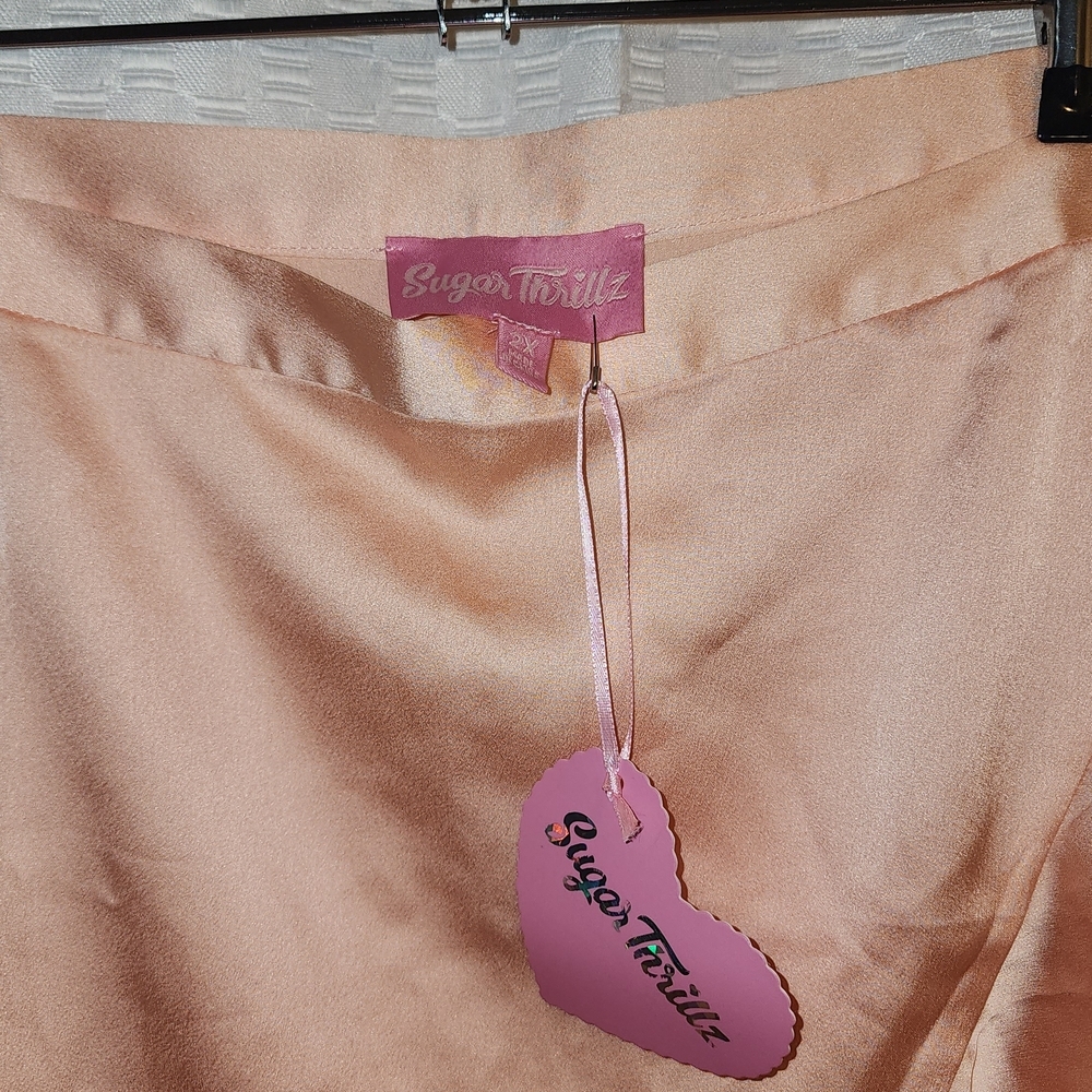 NWT Sugar Thrillz Balletcore Pink Silky Wrap Skirt Zippered Women's Satin - Picture 5 of 5